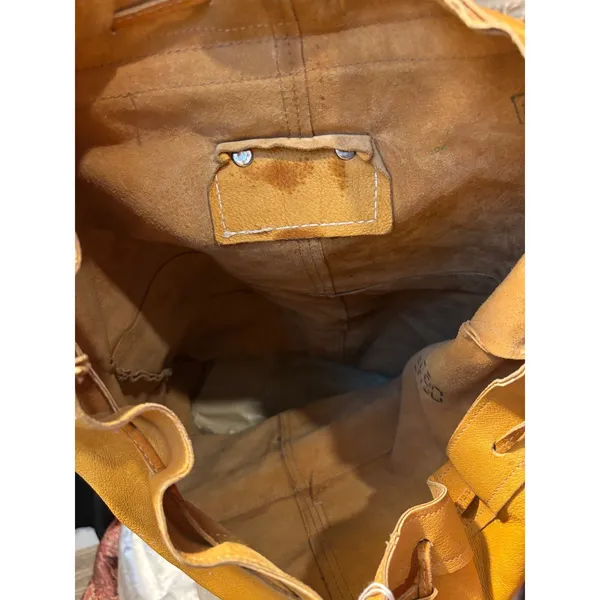 Vintage Amanda Johnson Yellow Leather Backpack Helsinki 1999 Commemorative Bag - Image 11