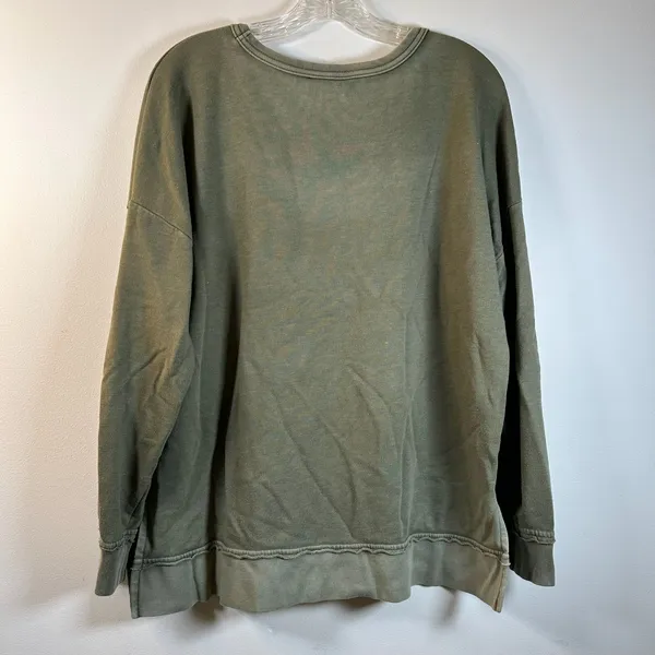 Buffalo David Bitton Olive Green Oversized Crewneck Sweatshirt Large Side Slits - Image 2