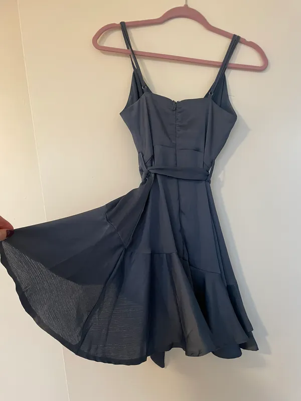 Here Comes the Sun Blue Silk Tie Dress - Image 3