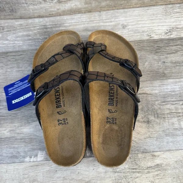Birkenstock Mayari Microfiber Gator Gleam Copper Sandal Women Size New - Image 7