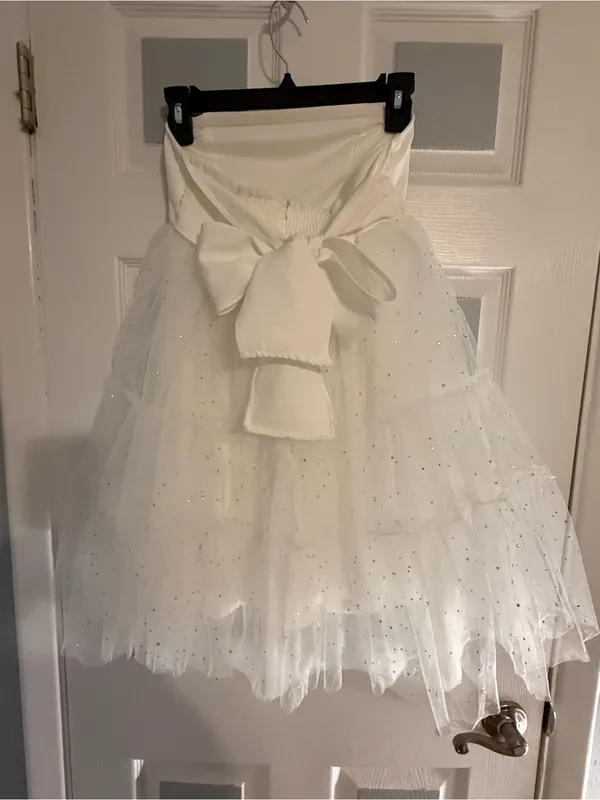 Altar’d State Strapless White Tulle Dress - Image 5