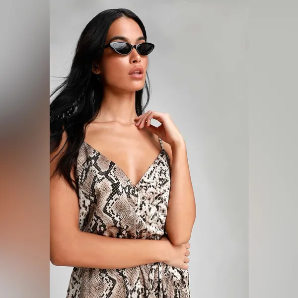 Lulus Jasper Beige Snake Print Surplice Jumpsuit - Image 5