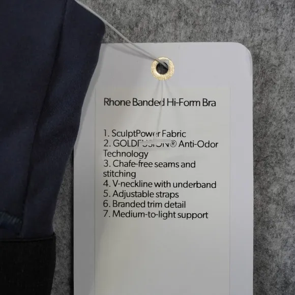 Rhone Banded Hi-Form Bra Navy Blue XS SculptPower GOLDFUSION‎ Sports Bra NWT - Image 5