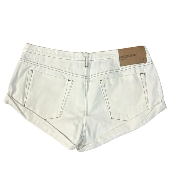Free People One Teaspoon Bandits Low Waist Denim Shorts White Beauty NWT Size 34 - Image 7