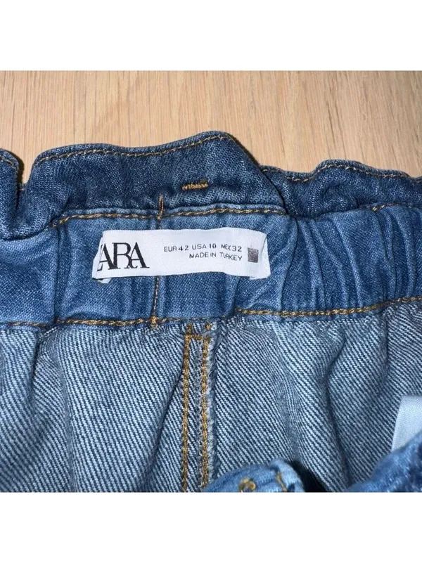Zara Paperbag Denim Blue Jeans Size 10 - Image 3