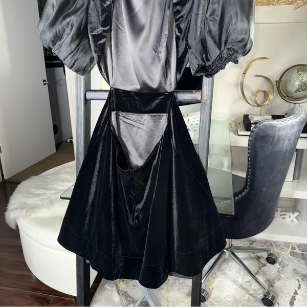 Bardot Marina Velvet Backless Mini Dress Black Womens 6 Medium Sheer Sleeves New - Image 15