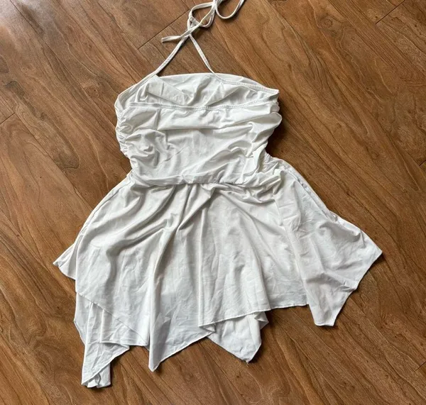 White Strappy Dress Size L - Image 2