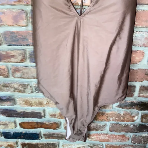 NWT J. Crew Brown O-ring V-neck One-Piece Swim Bathing Suit Women's Size 24 - Image 5