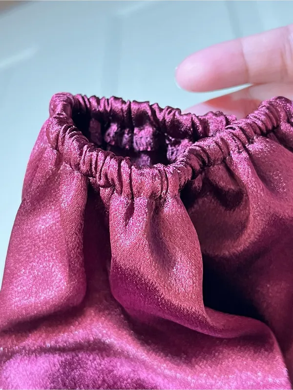 Plum Satin Puff-Sleeve Jewel Collar Blouse - Image 10