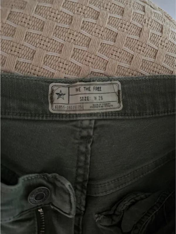 We The Free Olive Green Skinny Jeans with Fringed Hem - Image 3