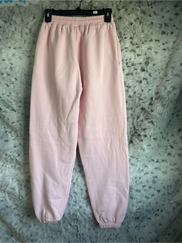 White Fox Boutique Light Pink Logo Joggers - Image 3