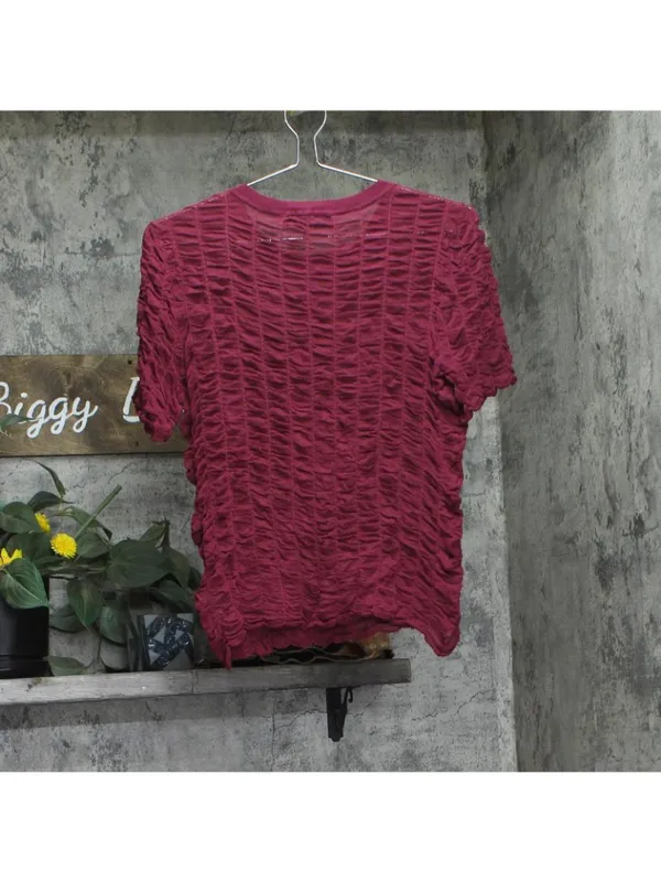 NWT DKNY Womens Lightweight Textured Top P52SAW83 Beet Red M - Image 6