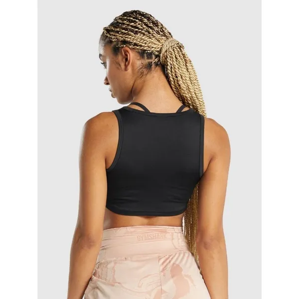 Gymshark Size M GS Power Crop Tank Top Black - Image 2