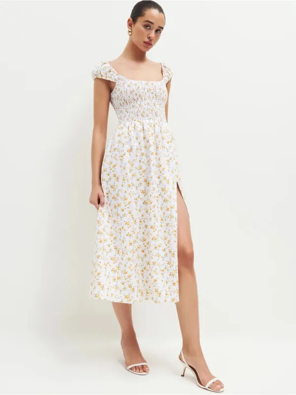 REFORMATION Linen Tavi Dress in floral Adagio Size S - $248. - Image 2