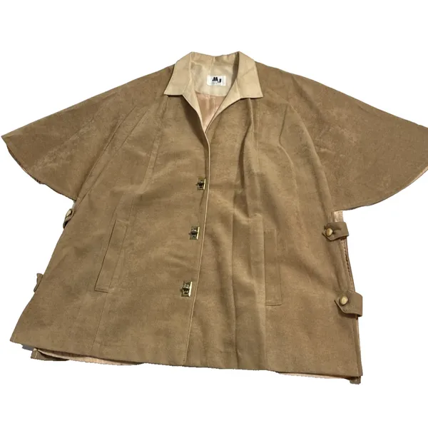MJ Seattle Drape Coat Women’s One Size Camel Tan Brushed Cotton Cowl - Image 2