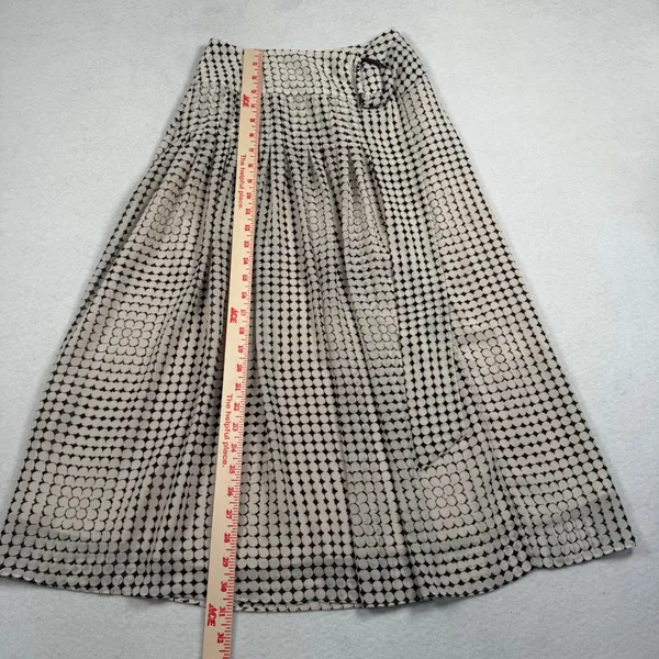 Reiss Jorja Skirt Womens 0 Black Cream Geometric Pleated Buckle Midi Lined‎ - Image 6