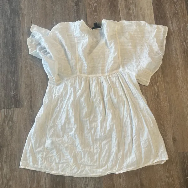 J Crew White Gauze Tunic Top Size Small Boho Flutter Sleeve Tassel Lightweight - Image 8