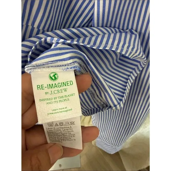 J. Crew Blue and White Striped Women’s Button-Down Shirt - Image 3