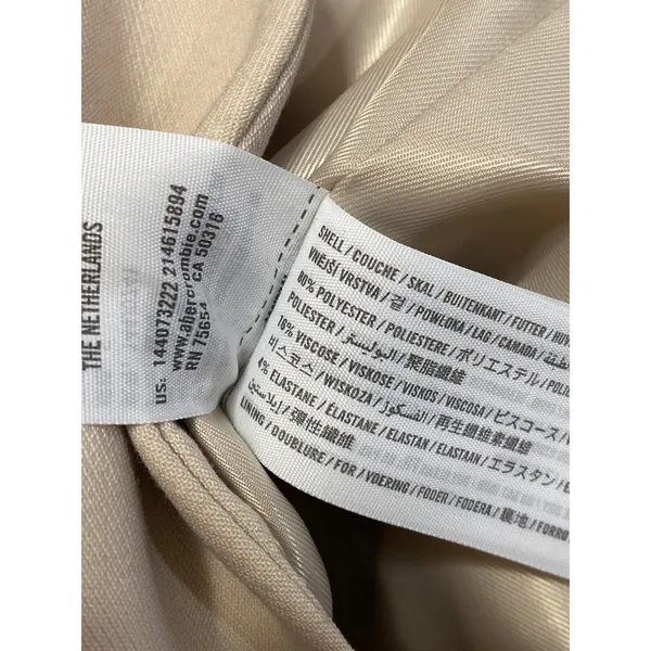Abercrombie & Fitch Beige Long Sleeve Notch Collar Button Blazer Coat Jacket M - Image 7