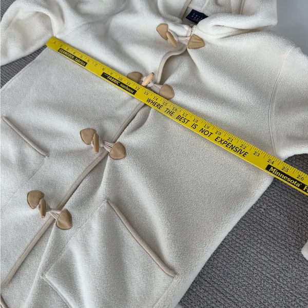 Vintage Crazy Horse Ivory Cream Fleece Hooded Anorak Jacket Coat Size Medium - Image 8