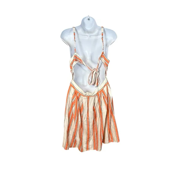 Jealous Tomato Women's Orange & White Halter Neck Sleeveless MIDI Dress Size L - Image 2