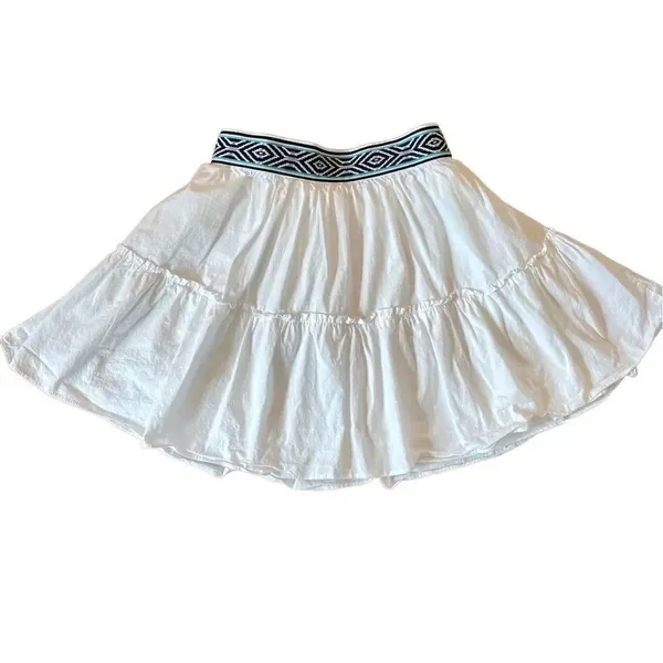Ramy brook Mickey white mini skirt with blue embroidered waist size 0 - Image 2