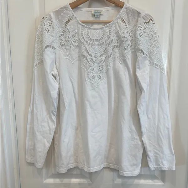 Sundance eyelet long sleeve cotton top - Image 2