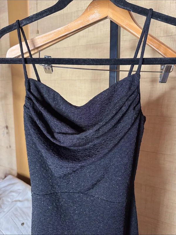 Windsor Lola Formal High Slit Glitzy Glitter Dress Black Size Medium - Image 5