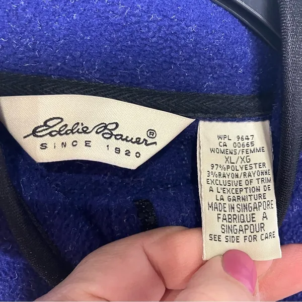 Eddie‎ Bauer fleece quarter zip pullover blue purple size XL - Image 3
