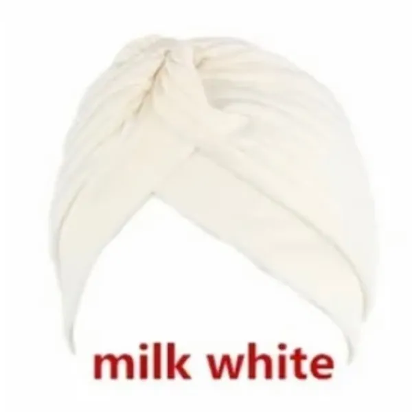 Pleated Hat Headband Wrap Cream White - Image 2