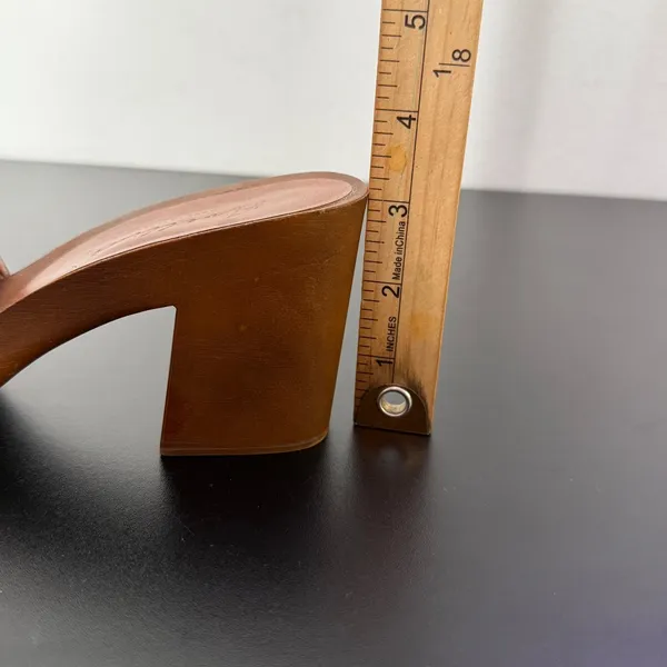Horsebit BOHO Y2K Wooden Platform Clog Mules Womens Size 39 US 8.5 Brown Slides - Image 12