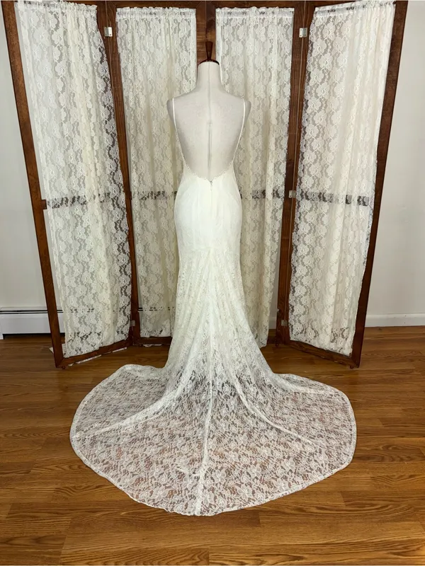 Beautiful Galina Lace Slip Wedding Gown - Image 6