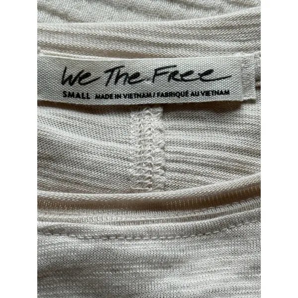 We The Free People Natasha Tee Small White Ruffles Ruched‎ Long Sleeves Top Fall - Image 4