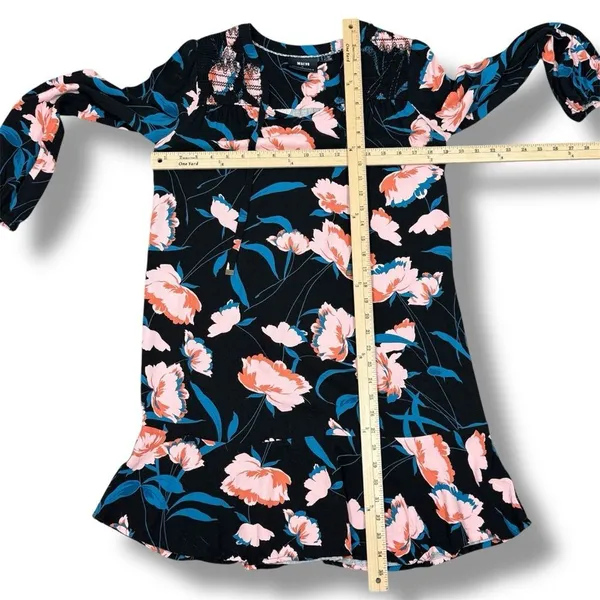 Maeve Anthropologie Ragonda‎ Floral Smocked Shoulder Tunic Shift Dress Black 4 - Image 12