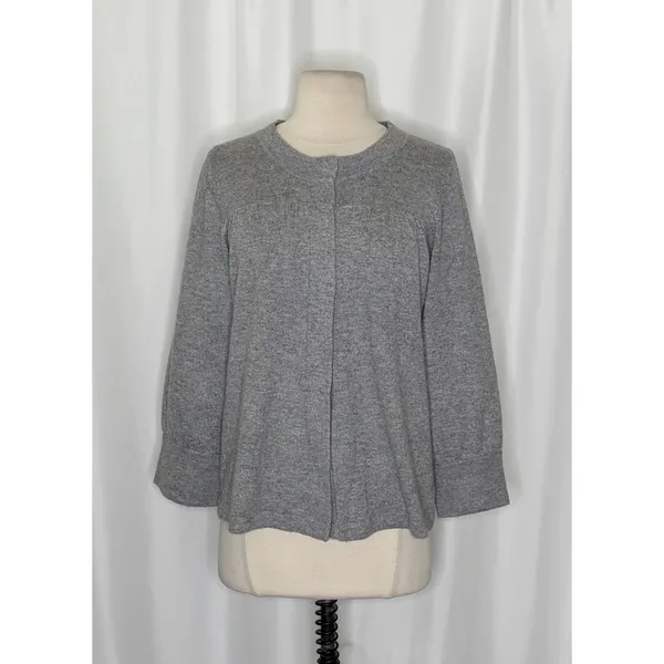 AQUA Silk Cashmere Cardigan Sweater Snap Front 3/4 Sleeve Knitwear Large - Image 2
