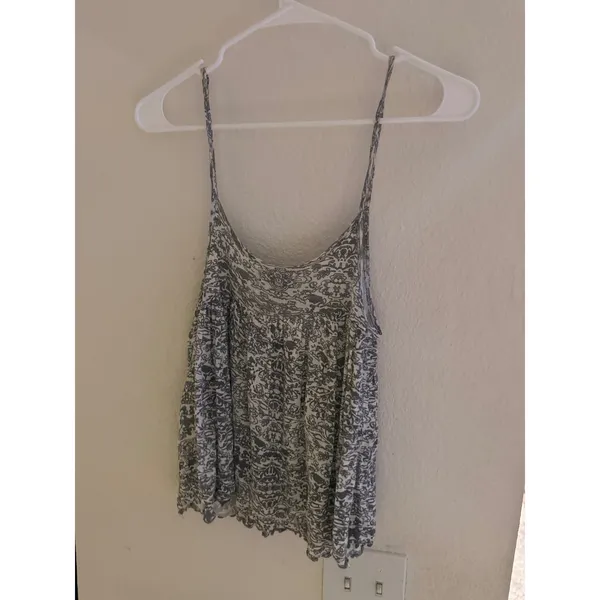 Urban Outfitters Grey White Paisley Babydoll Camisole Peplum Tank Top XS - Image 3