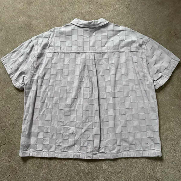 Madewell Garment Dyed Checkerboard Button Up Shirt NL027 Dusty Lavender Size XXL - Image 8