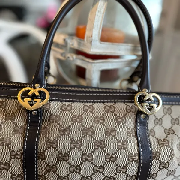 Gucci GG monogram canvas and leather tote - Image 2