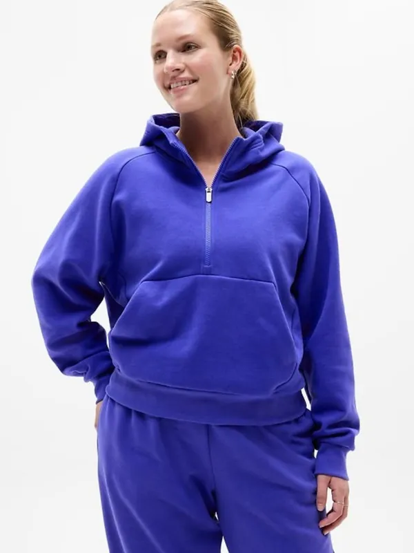 New Athleta L Easy Fleece 1/2 Zip Hoodie Borealis Purple Large Regular - Image 3