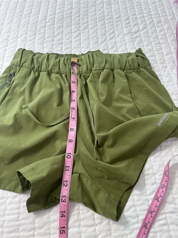 Patagonia Breathable Women’s Terrebonne Caper Green Drawstring Athletic Shorts M - Image 8