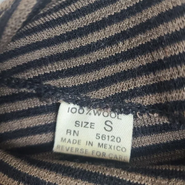 Pom Pom Frank Owen Vintage Sweater Wool Leather Batwing Sleeve‎ Brown Black Sz S - Image 3