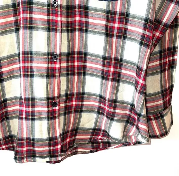Rails Flannel Button Down Shirt Cream & Red Plaid - Image 6