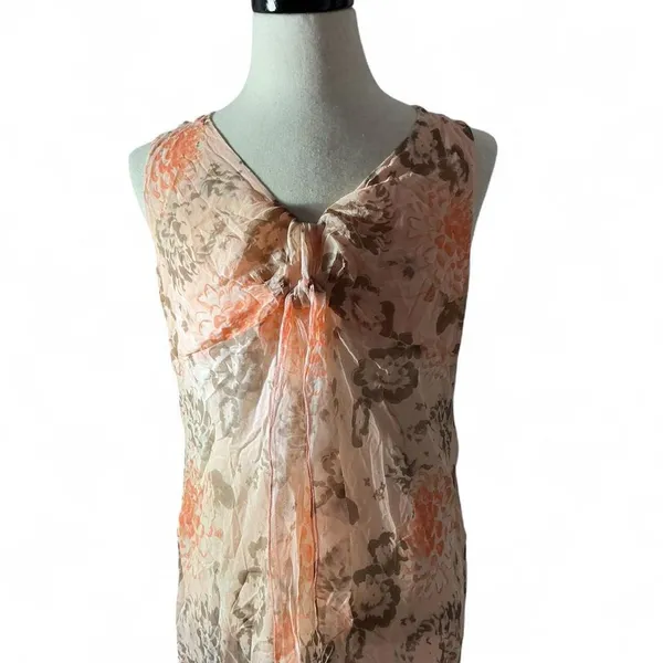 Holly Maternity Sheer Silk Floral Print‎ Peach Maxi Dress Maternity Cottagecore - Image 2