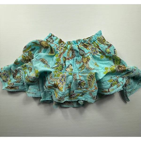 Aerie Turquoise Floral Paisley Ruffle Skort Shorts Smocked Waist‎ XS Boho Summer - Image 7