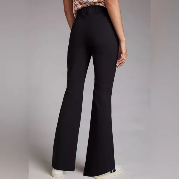 Anthropologie Maeve Black Ponte Flare Pants Retro 70s Elastic Waist Size Small - Image 2