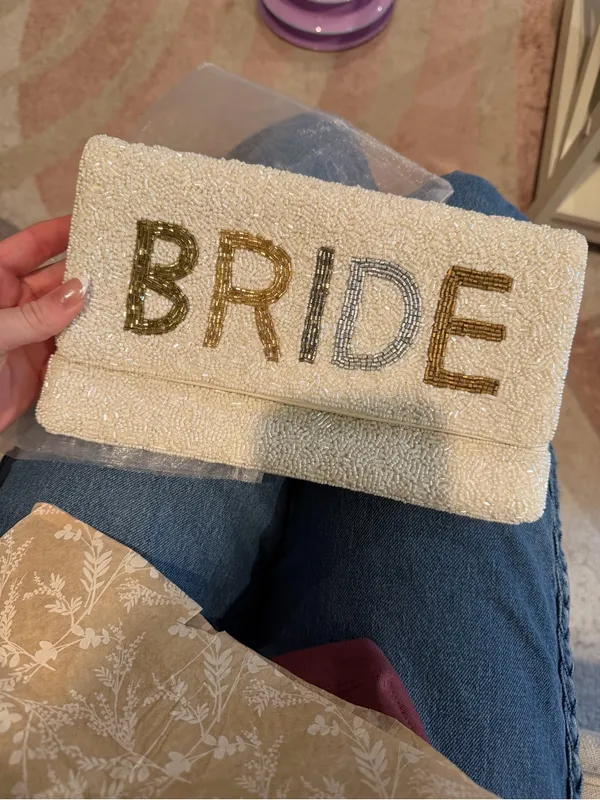 Bride Beaded White Clutch Bag - Image 5