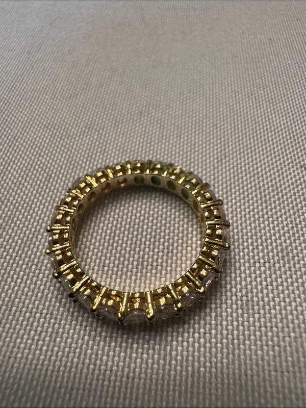 Gold Crystal Eternity Band Ring - Clear Stones - Image 3