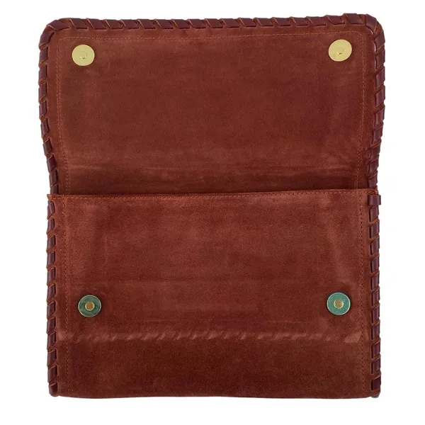 La Maroquinerie Sézane Brown Suede Leather Snap Pouch Purse Clutch Wristlet OS - Image 3