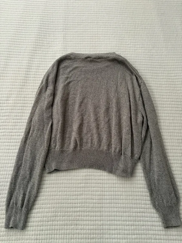 H&M Light Gray Crewneck Knit Sweater XS - Image 2