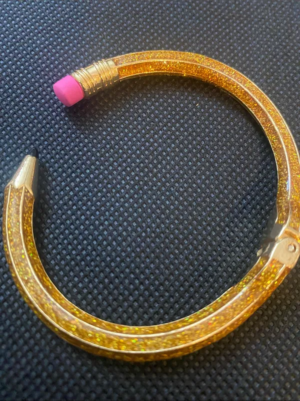 Betsey Johnson Gold Pencil-Style Bangle Bracelet with Pink Accent - Image 5